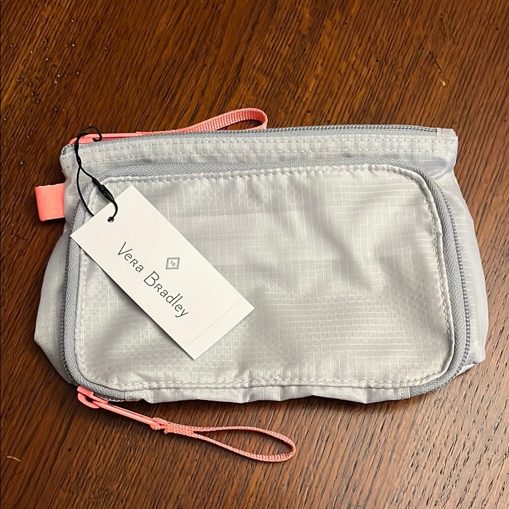 Vera Bradley Light Gray and Coral Pouch